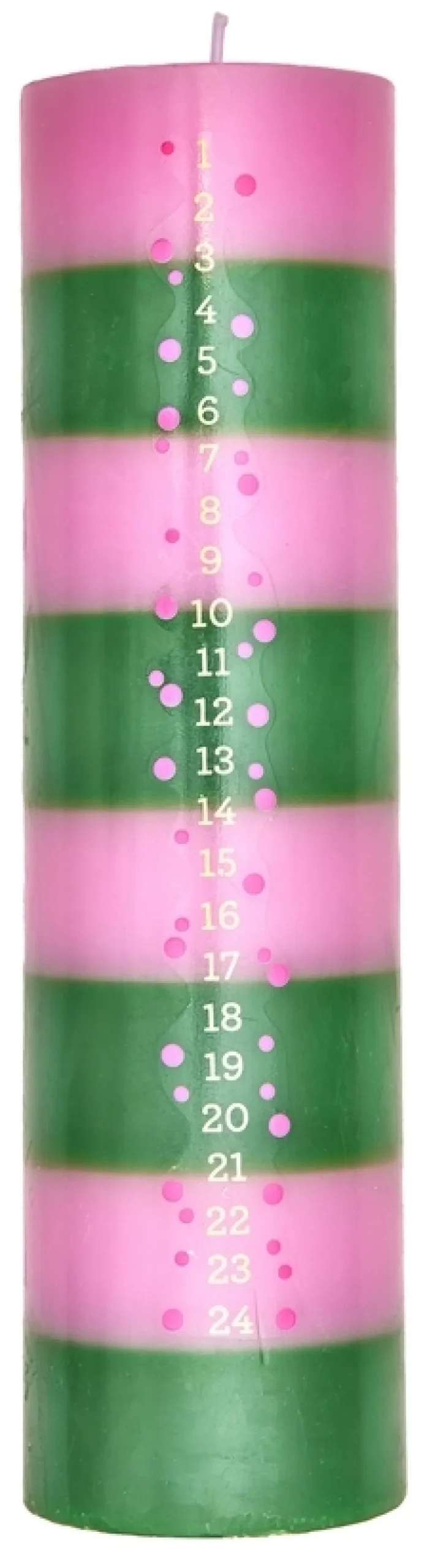 RICE Kalenderlys H20 cm, Grøn/Pink