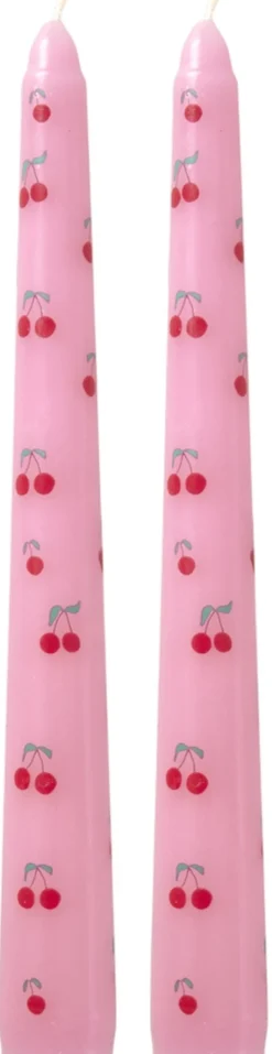 Sale RICE Stearinlys 2 stk. Ø2,4/H20,5 cm, Cherry Love