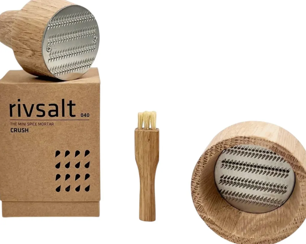 Rivsalt Salt Og Peber|Salt Og Peber > Crush Minikværn H6,6 cm, Rustfrit Stål/Egetræ