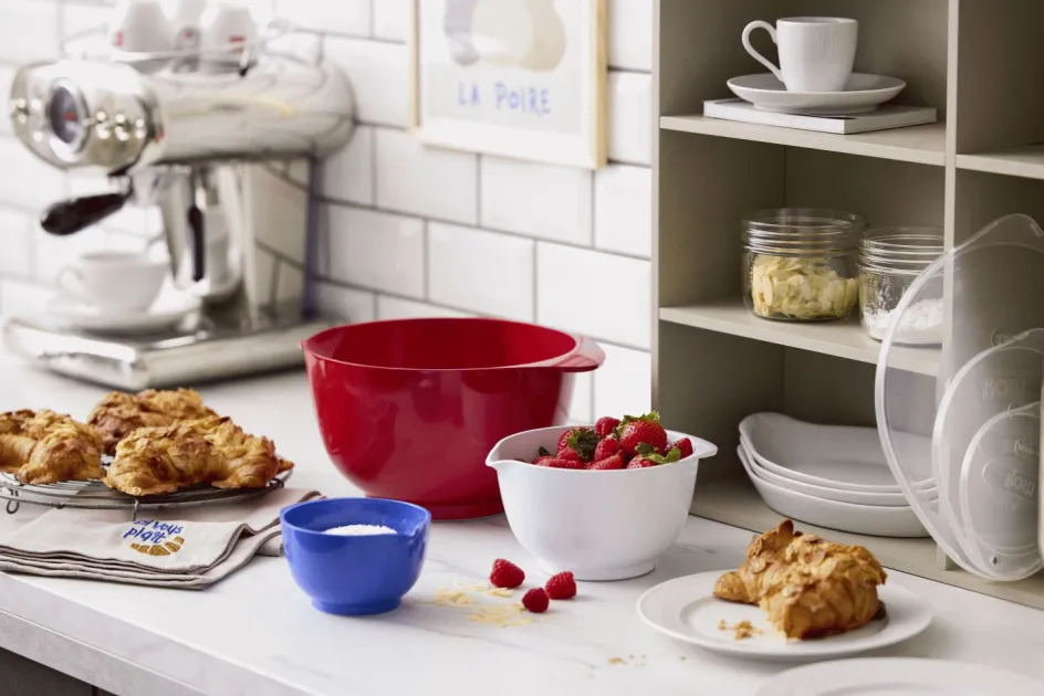 Outlet Rosti Margrethe Røreskålesæt m. Låg 6 Dele, Rød/Hvid/Blå