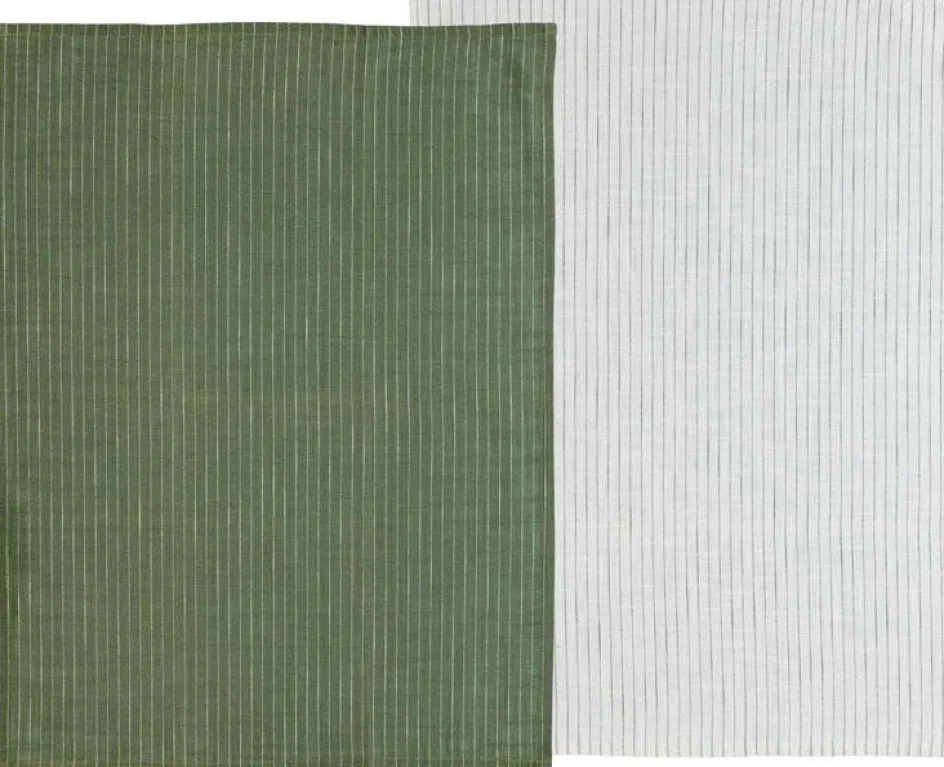 Discount Södahl Line Viskestykke 2 stk. 50x70 cm, Olive/Hvid