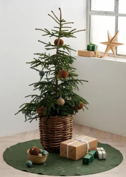 Södahl Entre|Tæpper Og Måtter > Star Damask Juletræstæppe Ø120 cm, Forest Green