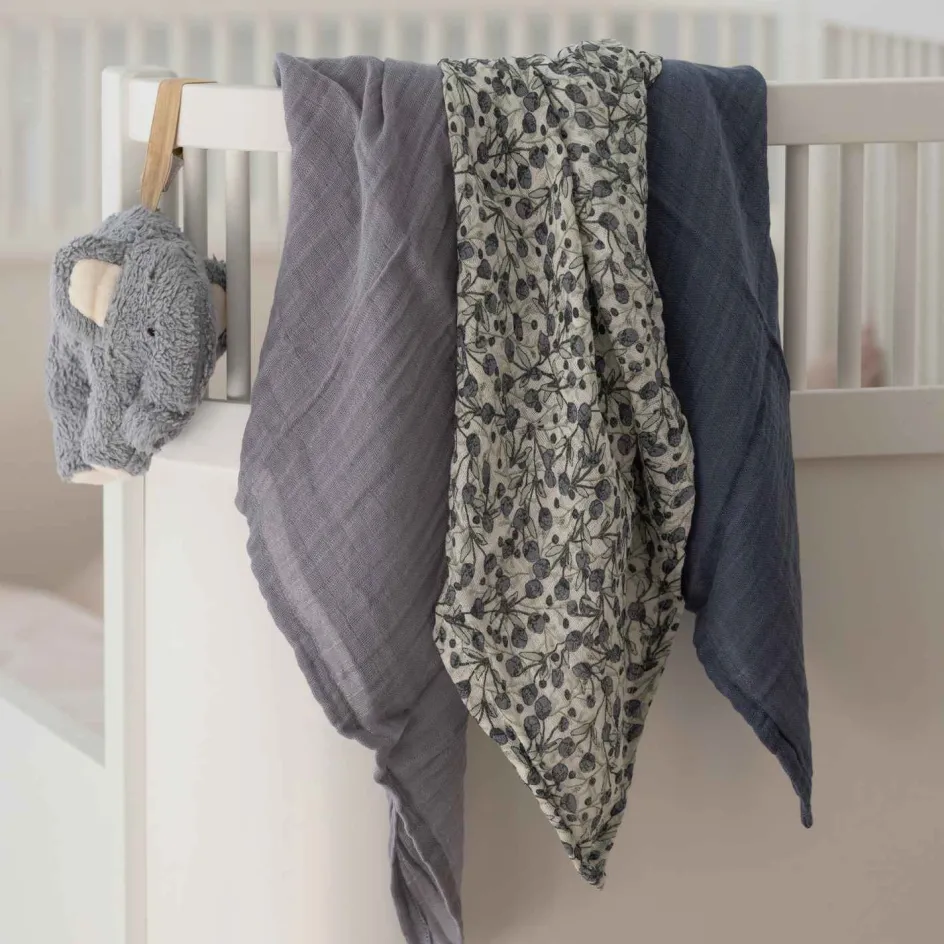 Clearance Sebra Stofble 3 stk. 75x75 cm, Blue Olive/Forest Lake Blue