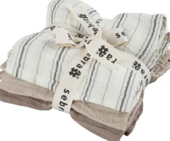 Discount Sebra Stofble 3 stk. 75x75 cm, Cream Stripe/Beige