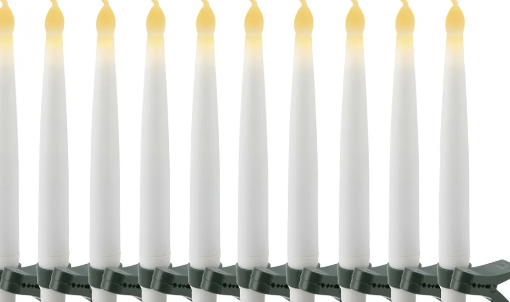 Clearance Carolin Juletræslys LED 10 stk. H15 cm, Hvid Stearinlys|Led Stearinlys