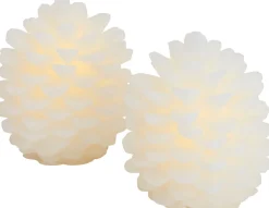 Sirius Stearinlys|Led Stearinlys > Clara Lysdekoration Kogle 2 stk. H7,5 cm, Hvid