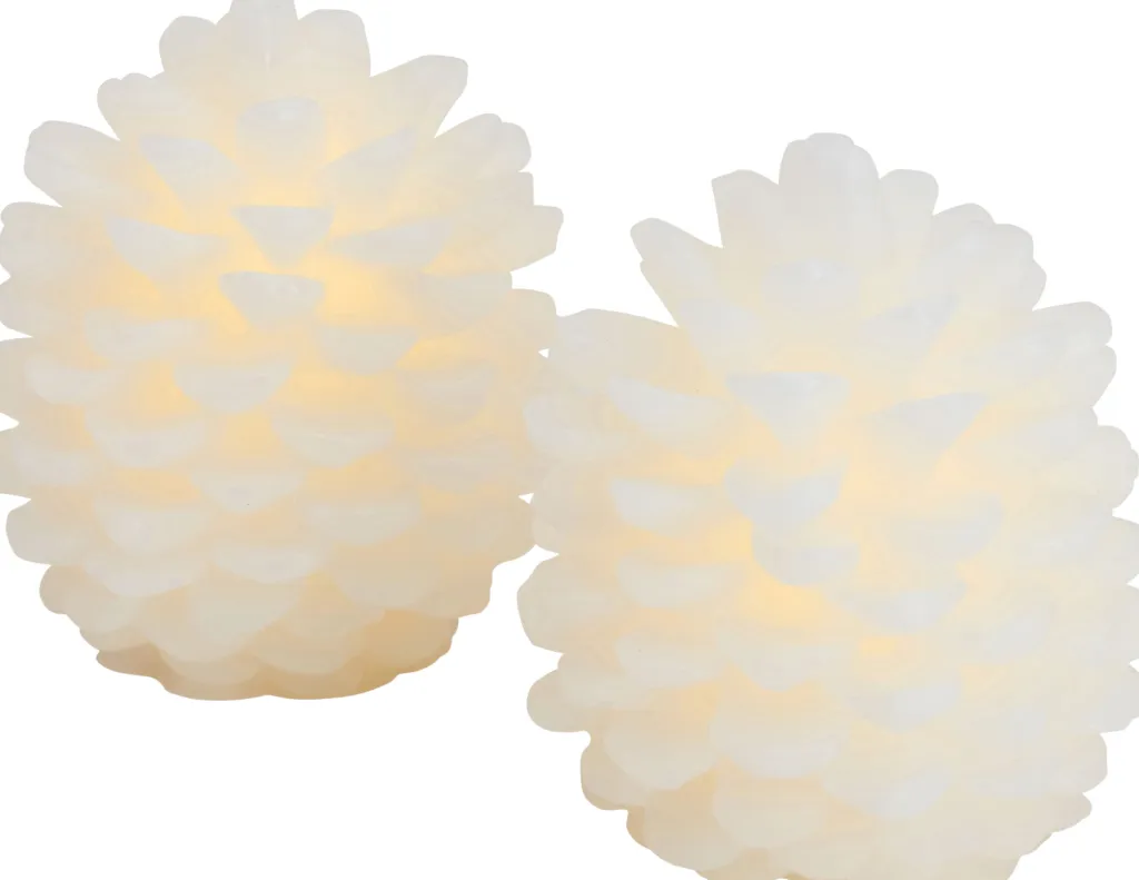 Sirius Stearinlys|Led Stearinlys > Clara Lysdekoration Kogle 2 stk. H7,5 cm, Hvid