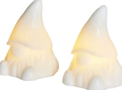 Sirius Stearinlys|Led Stearinlys > Coco Lysdekoration Nisse LED 2 stk. H10 cm, Hvid