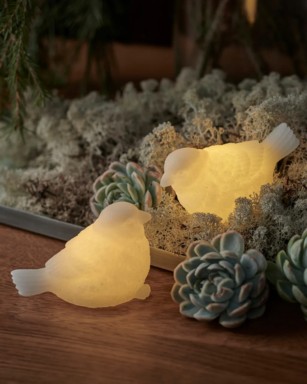 Sale Erica Lysdekoration Spurv 2 stk. H6,7 cm, Hvid Stearinlys|Led Stearinlys