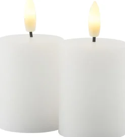 New Sille Exclusive Bloklys Mini LED 2 stk. H6,5 cm, Hvid Stearinlys|Led Stearinlys