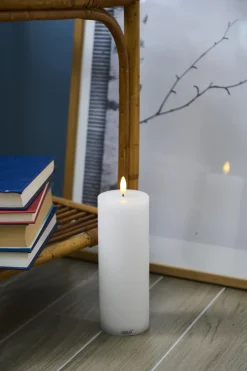 Discount Sille Exclusive Bloklys LED Ø7,5 cm/H20 cm, Hvid Stearinlys|Led Stearinlys