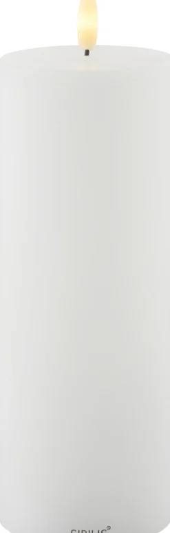 Discount Sille Exclusive Bloklys LED Ø7,5 cm/H20 cm, Hvid Stearinlys|Led Stearinlys