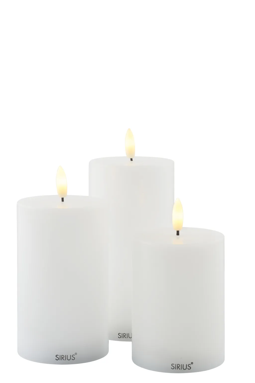 Sirius Stearinlys|Led Stearinlys > Sille Exclusive Bloklys LED 3 stk. Ø7,5 cm, Hvid