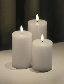 Sirius Stearinlys|Led Stearinlys > Sille Exclusive Bloklys LED 3 stk. Ø7,5 cm, Hvid