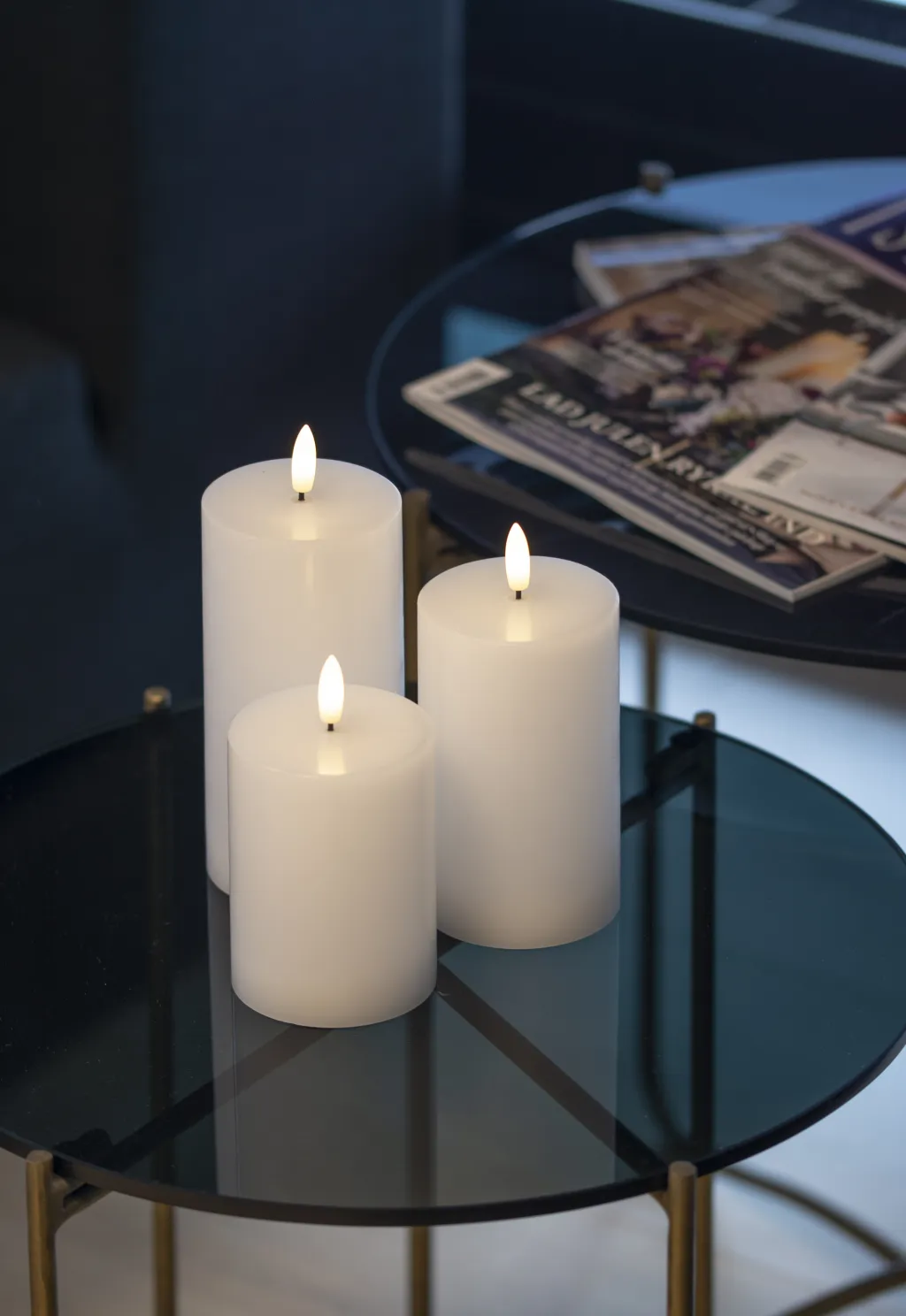 Sirius Stearinlys|Led Stearinlys > Sille Exclusive Bloklys LED 3 stk. Ø7,5 cm, Hvid