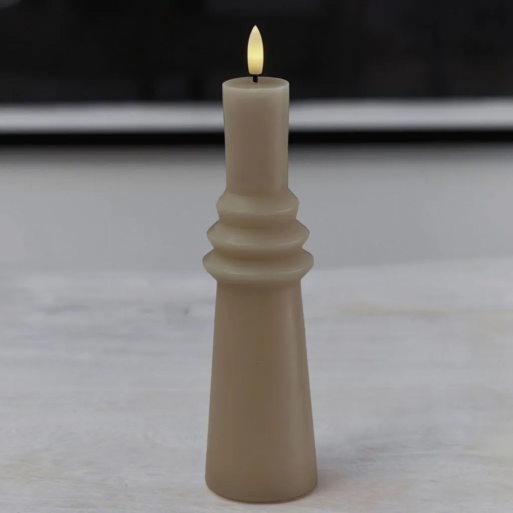 Sille Nordic Sculpture Bloklys Ringet LED ?6,1/H21,7 cm, Stearinlys|Led Stearinlys