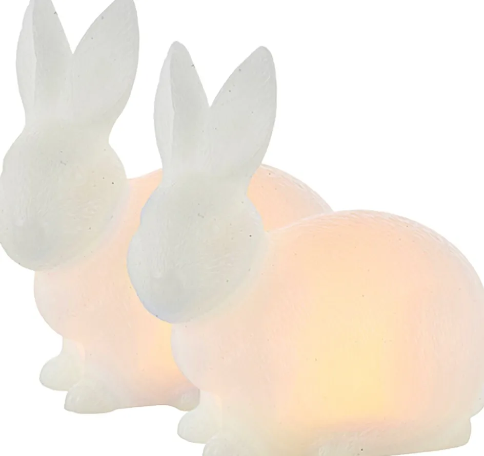 Discount Sirius Elin Lysdekoration Kanin LED 2 stk. H10 cm, Hvid