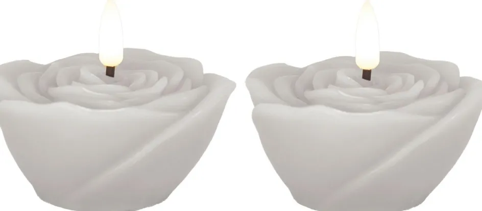Clearance Sirius Rosita Fyrfadslys LED 2 stk. ?8/H4 cm, Hvid/Creme