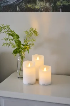 New Sirius Sara Bloklys LED Genopladelig 3 stk. Ø7,5 cm, Hvid