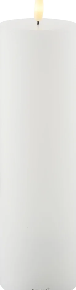 Sirius Stearinlys|Led Stearinlys > Sille Bloklys LED Genopladelig Ø7,5 cm/H25 cm, Hvid