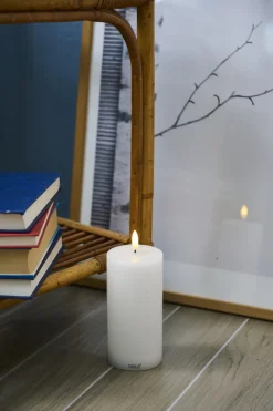 Hot Sille Bloklys LED Genopladelig H, Hvid Stearinlys|Led Stearinlys