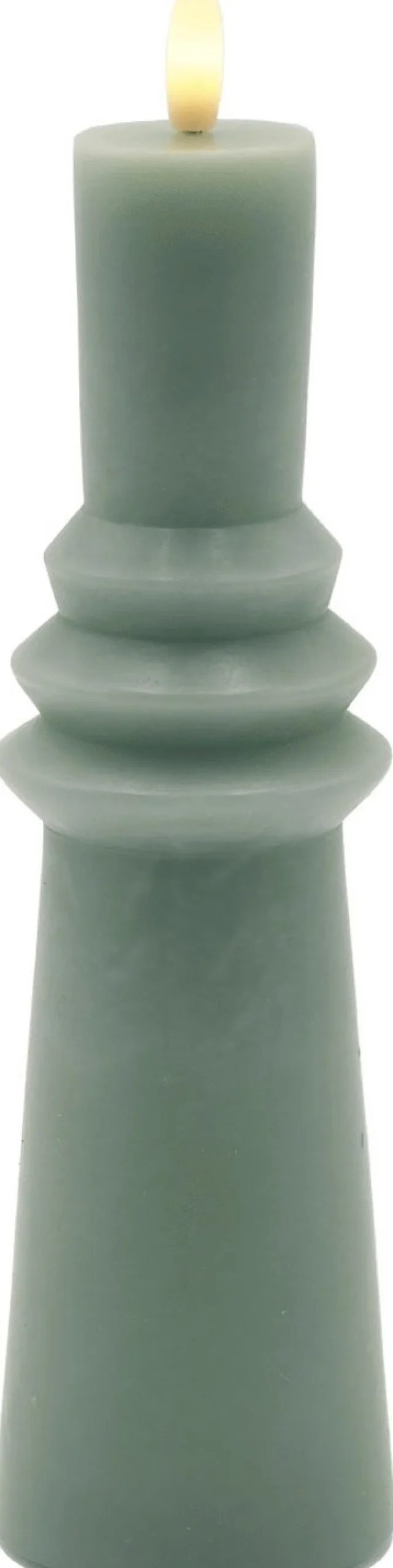 Outlet Sirius Sille Nordic Sculpture Bloklys Ringet LED Ø6,1/H21,7 cm, Sandgrøn