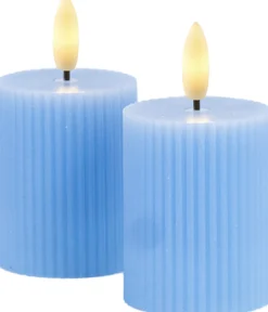 Discount Sirius Smilla Genopladeligt Bloklys LED 2 stk. H6,5 cm, Blå