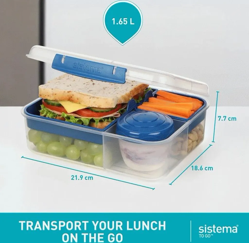 Sistema Opbevaring Til Køkkenet|Madkasser Og -Poser > To Go Bento Lunch Madkasse 2 stk. 1,65 L, Ocean Blue/Minty Teal