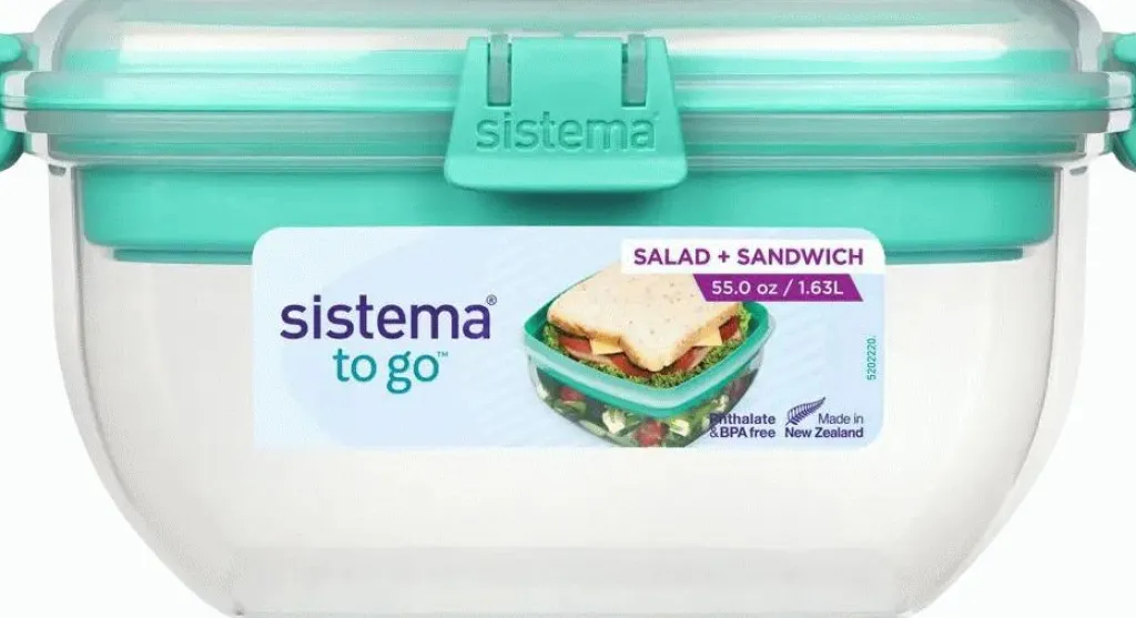Sistema Opbevaring Til Køkkenet|Madkasser Og -Poser > To Go Salat & Sandwich Madkasse 1,63 L, Minty Teal