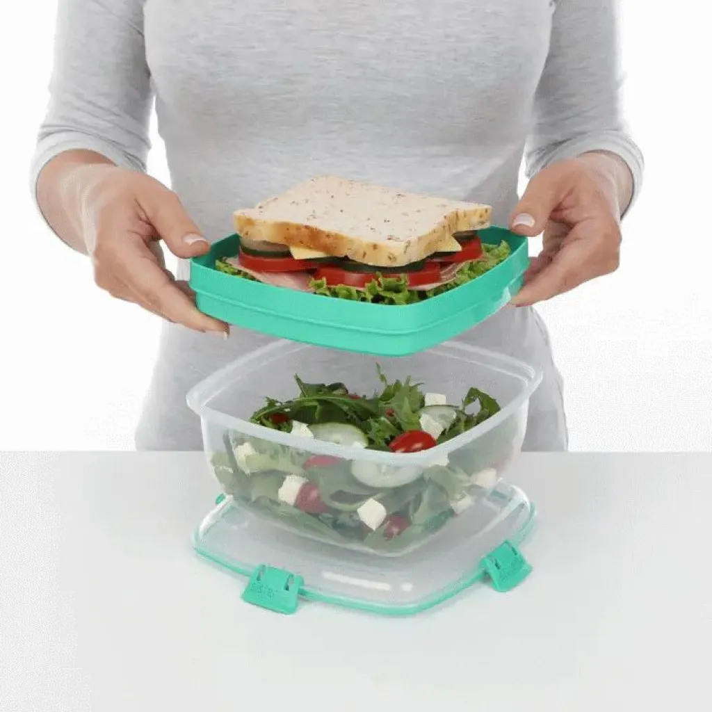 Sistema Opbevaring Til Køkkenet|Madkasser Og -Poser > To Go Salat & Sandwich Madkasse 1,63 L, Minty Teal