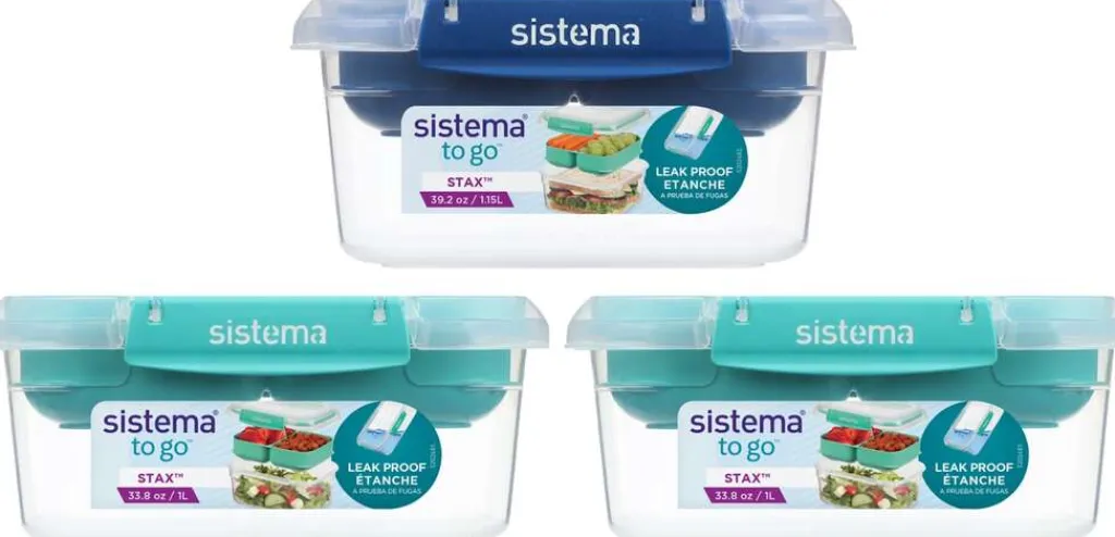 Online To Go Stax Madkasser 3 stk. 1L, Minty Teal/Ocean Blue Opbevaring Til Køkkenet|Madkasser Og -Poser