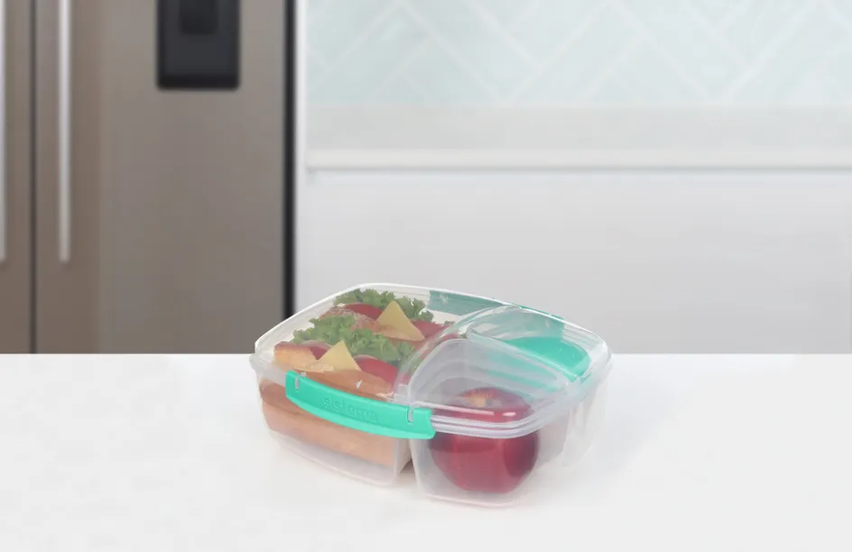 Outlet Sistema Triple Split Madkasse m. Yogurtbæger 2 L, Minty Teal