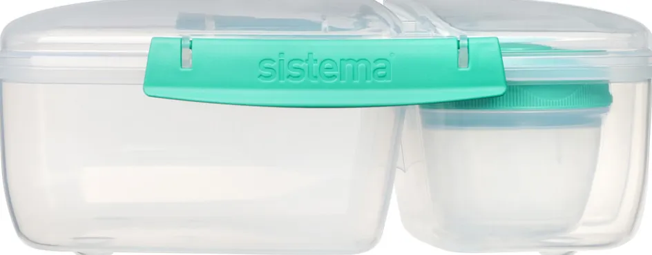 Outlet Sistema Triple Split Madkasse m. Yogurtbæger 2 L, Minty Teal