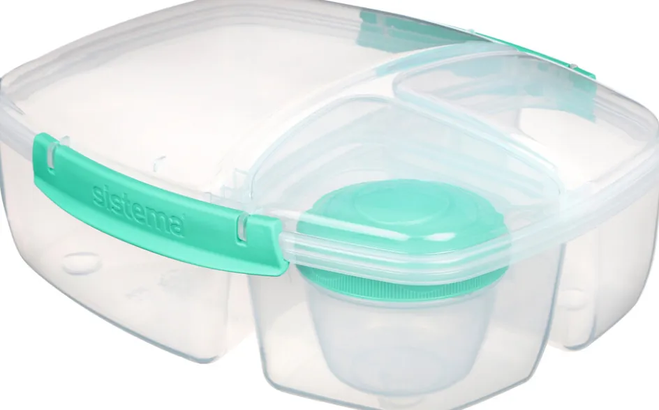 Outlet Sistema Triple Split Madkasse m. Yogurtbæger 2 L, Minty Teal