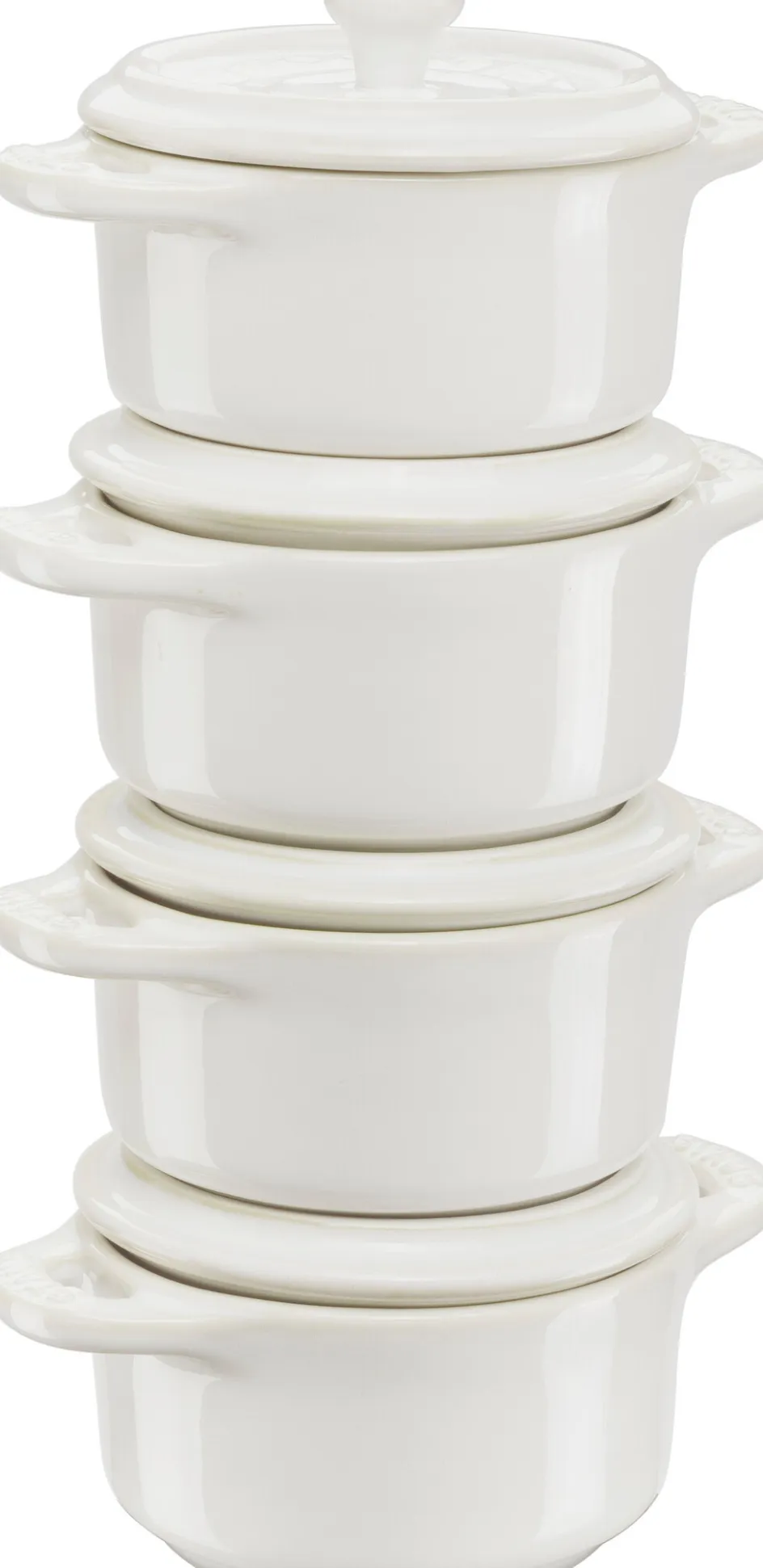 Staub Ceramique Cocotte-sæt 4 stk. Ø10 cm/0,2 L, Elfenben-Hvid