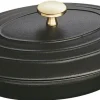 New Staub Ovalt Støbejernsfad m. Låg 23x17 cm, Sort