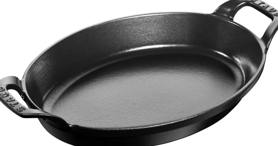 Clearance Staub Ovalt Støbejernsfad , Sort