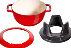Clearance Staub Specialties Fonduesæt 20 cm, Kirsebærrød