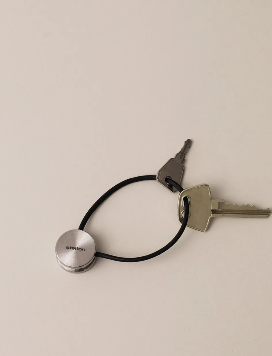 Outlet Stelton Journey Nøglering 10 cm, Stål/Læder