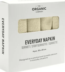 Clearance The Organic Company Stofserviet 4 stk. 20x20 cm, Pale Yellow