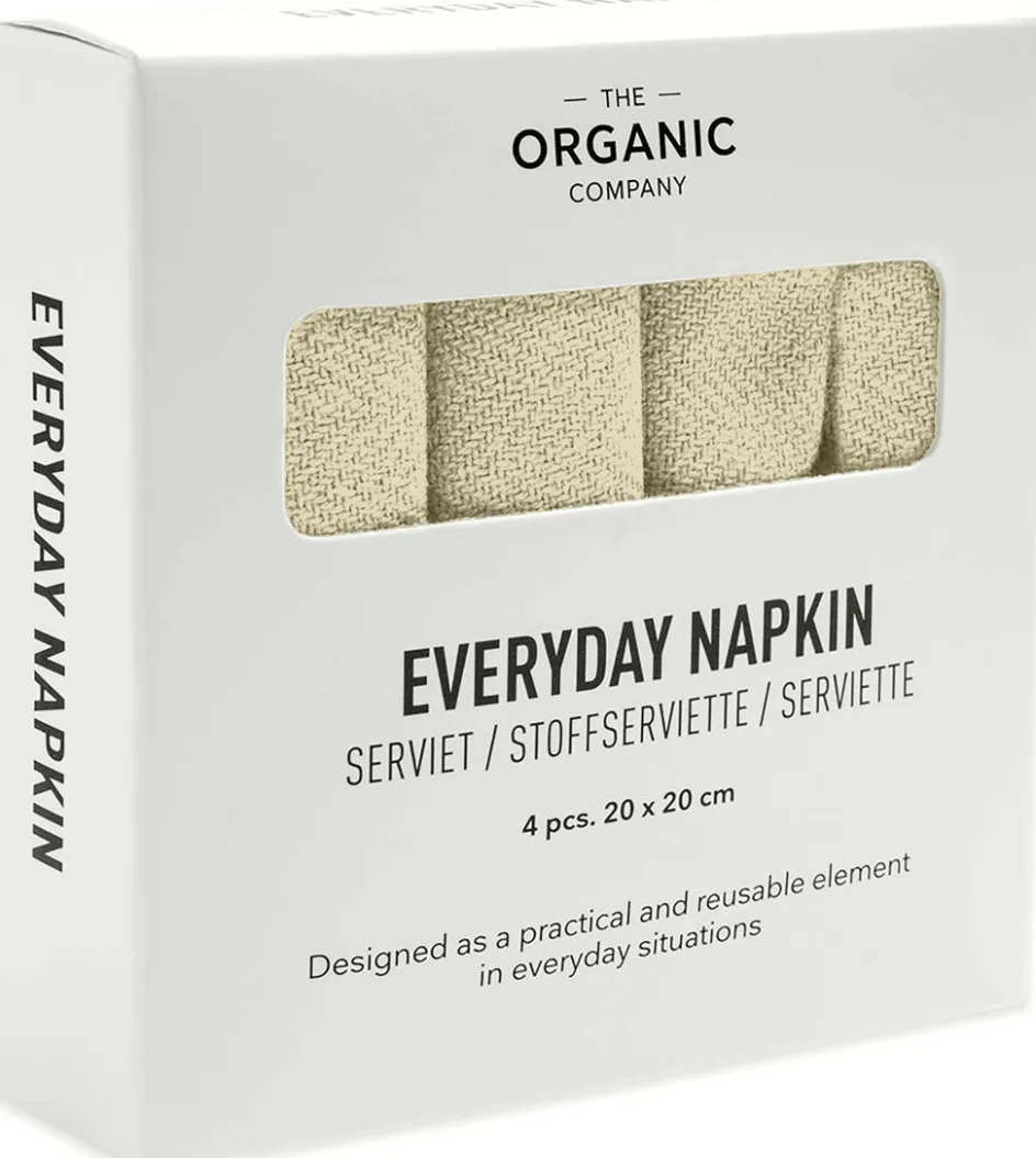 Clearance The Organic Company Stofserviet 4 stk. 20x20 cm, Pale Yellow