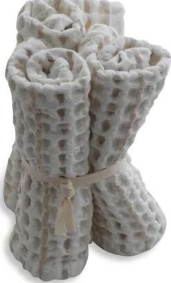 New The Organic Company Vaffel Vaskeklud 3 stk. 25x40 cm, Natural White Stone
