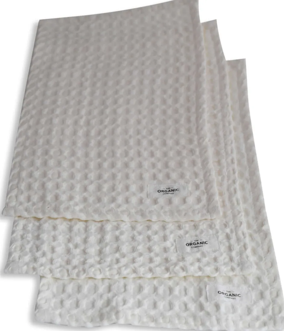 Clearance The Organic Company Vaffel Vaskeklud 3 stk. 25x40 cm, Natural White