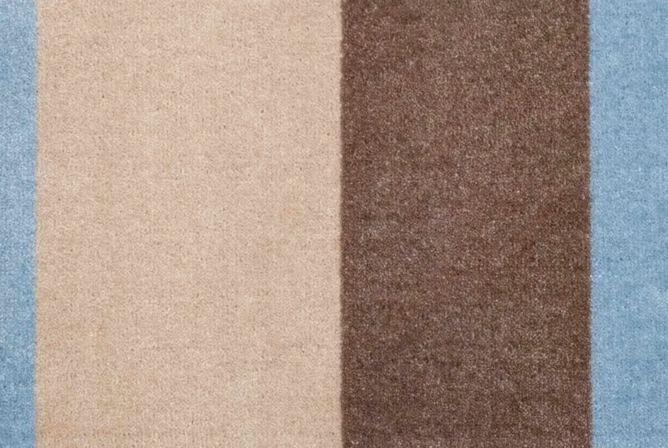 Discount Tica Copenhagen Stripes Horisontal Gulvmåtte , Ivory/Sand/Blå