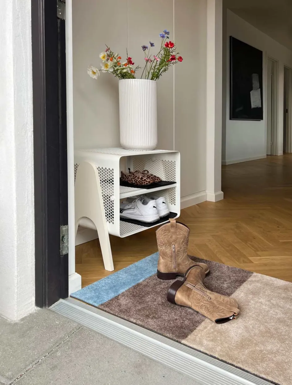 Clearance Tica Copenhagen Stripes Horisontal Gulvmåtte , Ivory/Sand/Blå