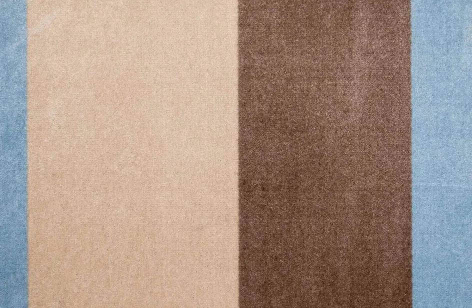 Clearance Tica Copenhagen Stripes Horisontal Gulvmåtte , Ivory/Sand/Blå