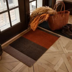Hot Tica Copenhagen Stripes Horisontal Gulvmåtte , Sand/Brun/Terracotta