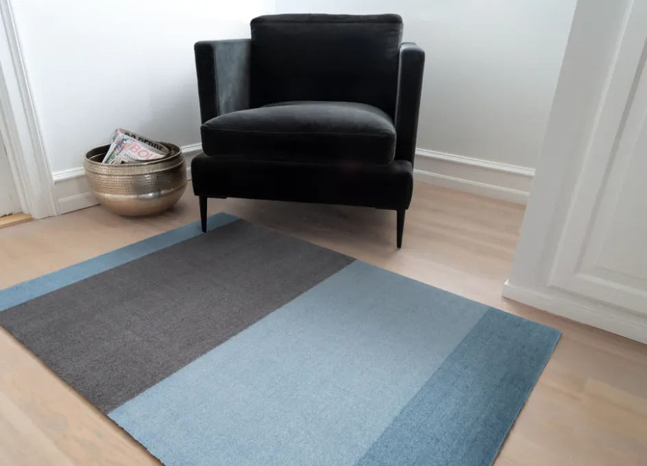Discount Tica Copenhagen Stripes Horisontal Gulvmåtte , Blå/Steelgrey