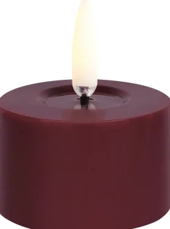 Discount Bloklys m. Smelteeffekt LED Ø5xH2,8 cm, Wine Red Stearinlys|Led Stearinlys