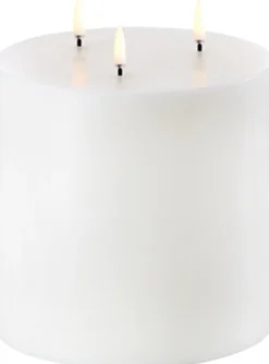Uyuni Lighting Stearinlys|Led Stearinlys > Bloklys m. Tre Væger LED Ø15xH15 cm, Nordic White